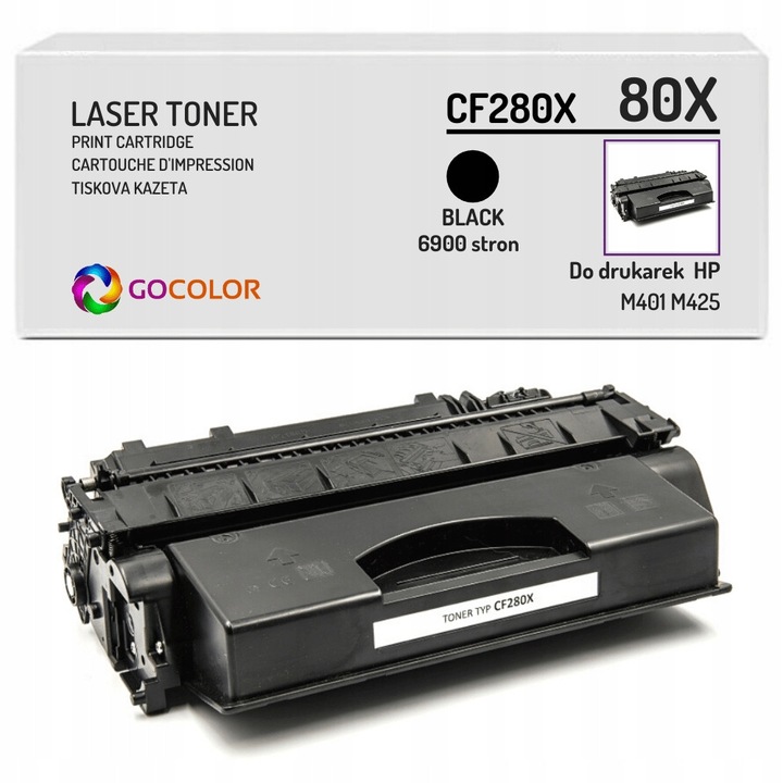 Toner Gocolor CF280X 80X pentru imprimante laser, negru, compatibil cu HP LaserJet Pro 400 M425, set