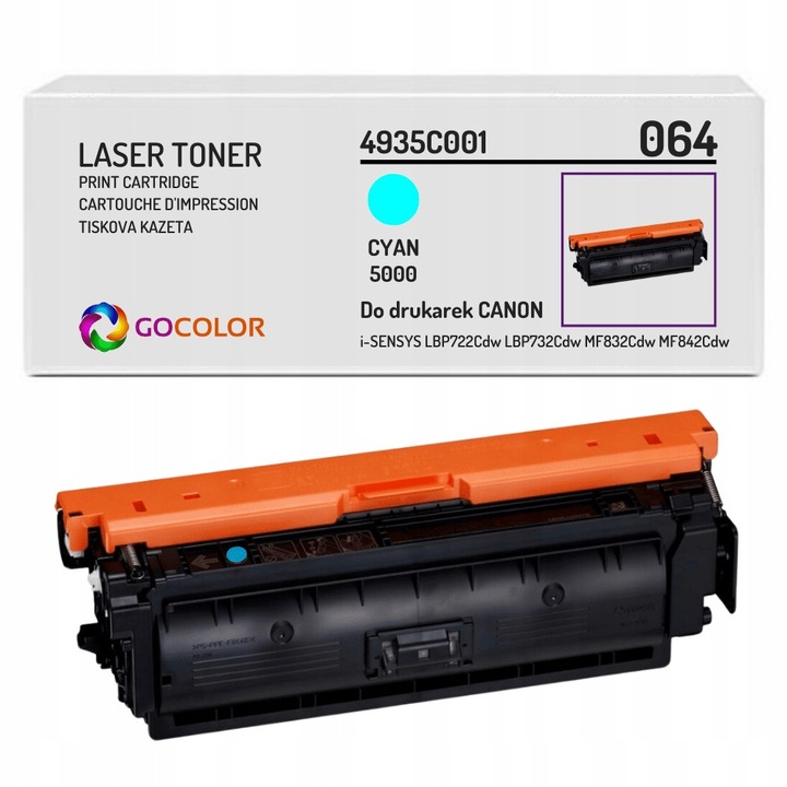 Тонер Gocolor 064C 4935C001 циан съвместим за Canon i-SENSYS LBP722Cdw MF832Cdw, 5000 страници