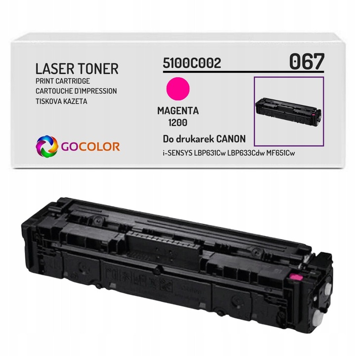 Тонер Gocolor 067M 5100C002 магента съвместим за Canon i-SENSYS LBP-631Cw LBP-633Cdw MF651Cw, 1200 страници