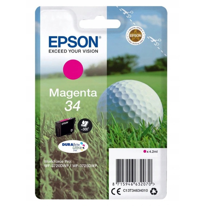 EPSON 34 Magenta tintapatron, 4.2ml, 300 oldal