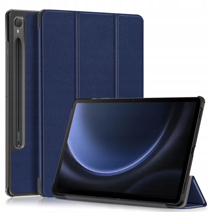 Smart Cover tok Samsung Galaxy Tab S9 FE 10.9-hez, teljes védelem, állítható pozíciók, sötétkék szín
