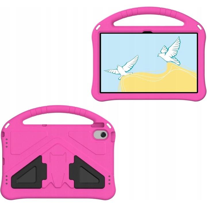 Tok gyerekeknek Lenovo Tab M10 Plus 3rd Gen 10.6, rózsaszín, puha szilikon, beépített állvány