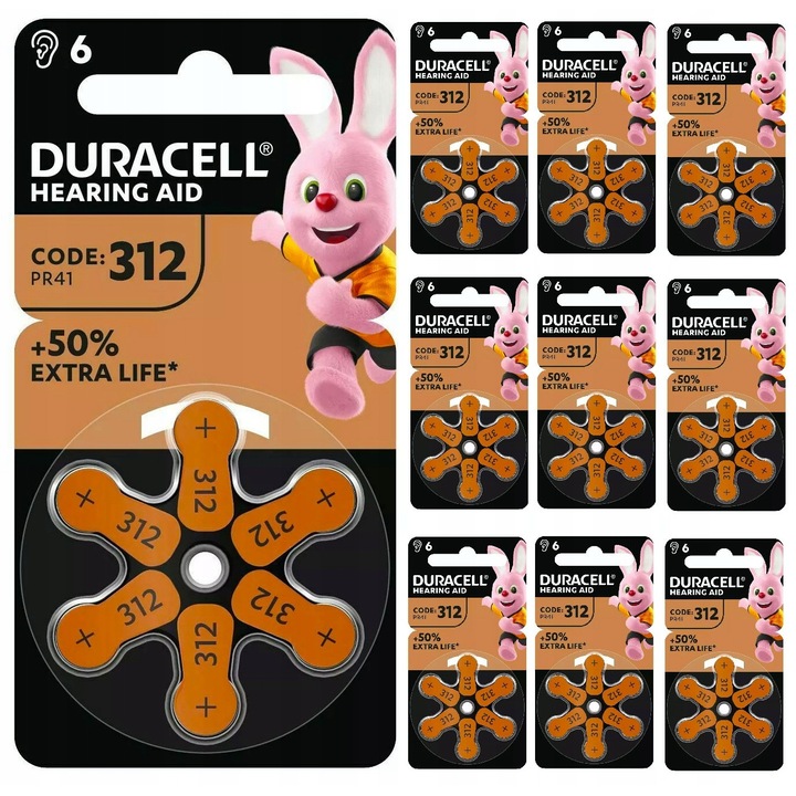 Set 60 Baterii Duracell DA312 Activair, lunga viata, putere, multicolor