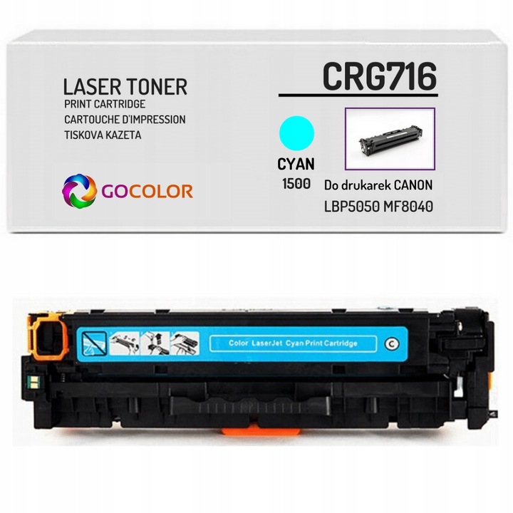 Тонер Gocolor CRG-716C съвместим, циан, за принтери Canon I-Sensys, комплект