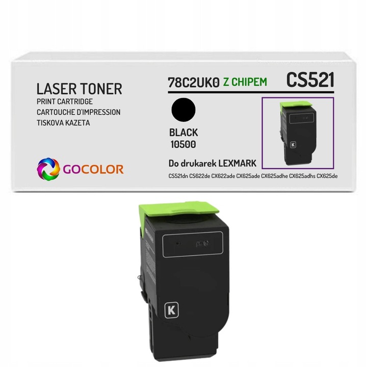 Тонер Gocolor 78C2UK0 CS521 черен за лазерни принтери, комплект за LEXMARK CX625ade CX622ade