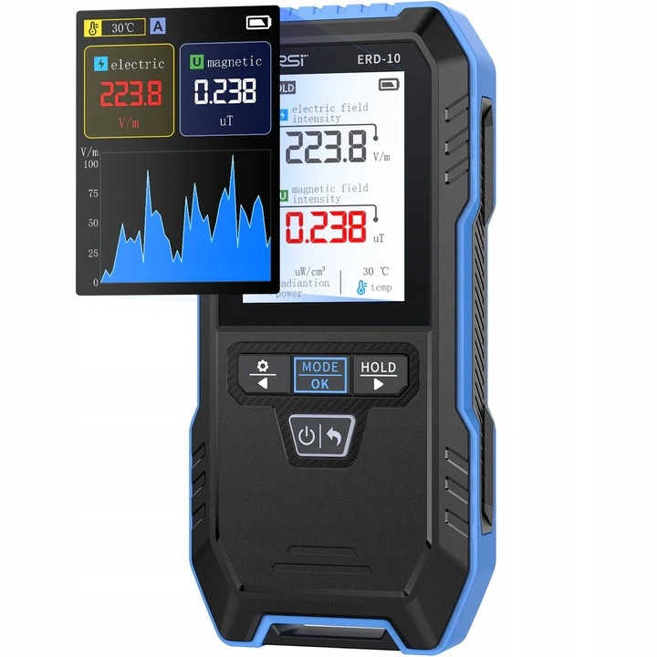 Fnirsi ERD-10 elektromágneses sugárzás érzékelő, 4 funkció, 2,4" színes kijelző, 143x68x29mm