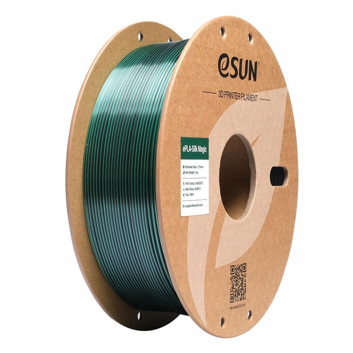 Filament PLA eSUN Silk Dual-Color 1.75mm, gradient negru-verde, 1KG
