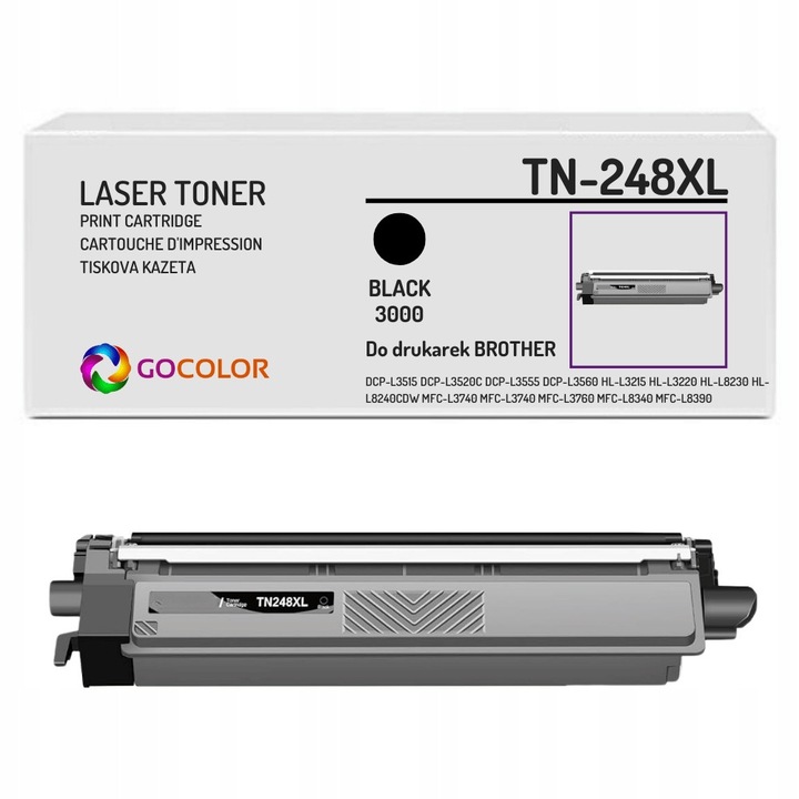 Тонер Gocolor TN-248XL BK, съвместим с Brother, 3000 страници, черен