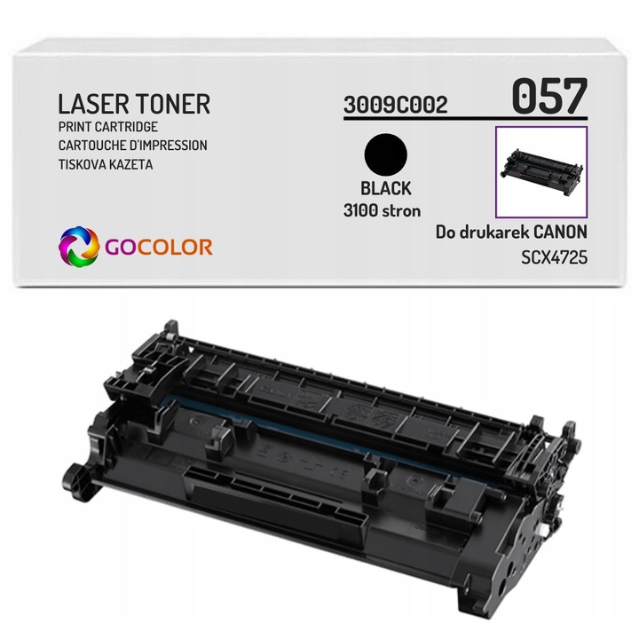 Тонер Gocolor CRG057, съвместим с принтери Canon i-SENSYS, черен, 3100 страници