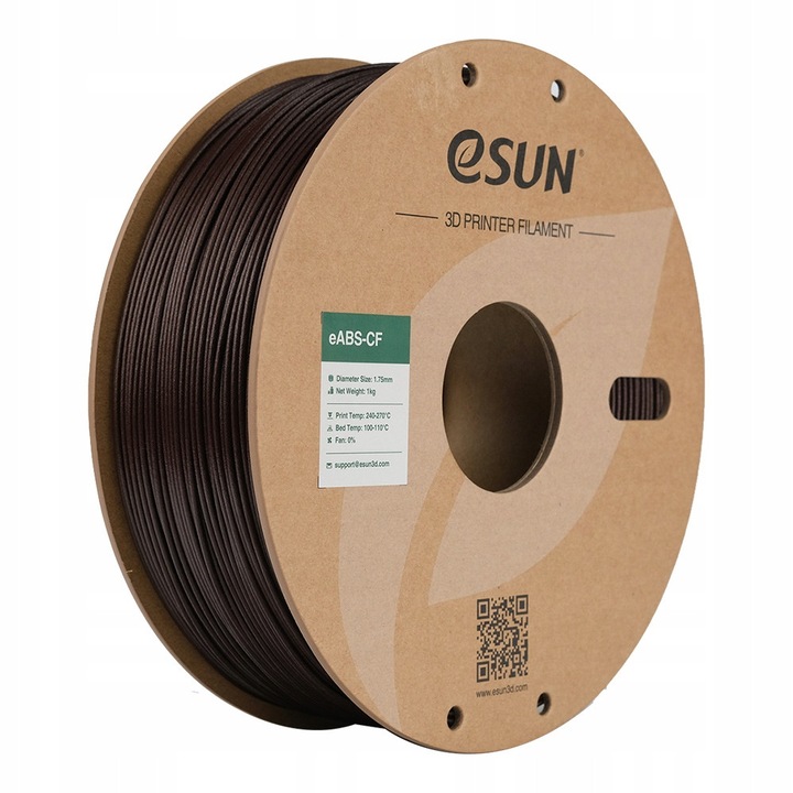Filament 3D eSUN eABS-CF 1.75mm 1000g, rezistent la impact, culoare rosu inchis