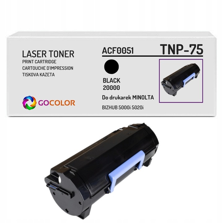 Тонер Gocolor TNP75 ACF0051 съвместим с Konica Minolta Bizhub 5000i 5020i, черен, 20.000 страници