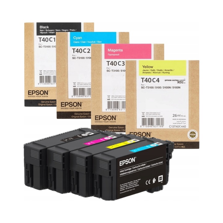 EPSON T40C1 T40C2 T40C3 T40C4 CMYK tintapatron készlet (4 db) SureColor SC-T2100 SC-T3100 nyomtatókhoz