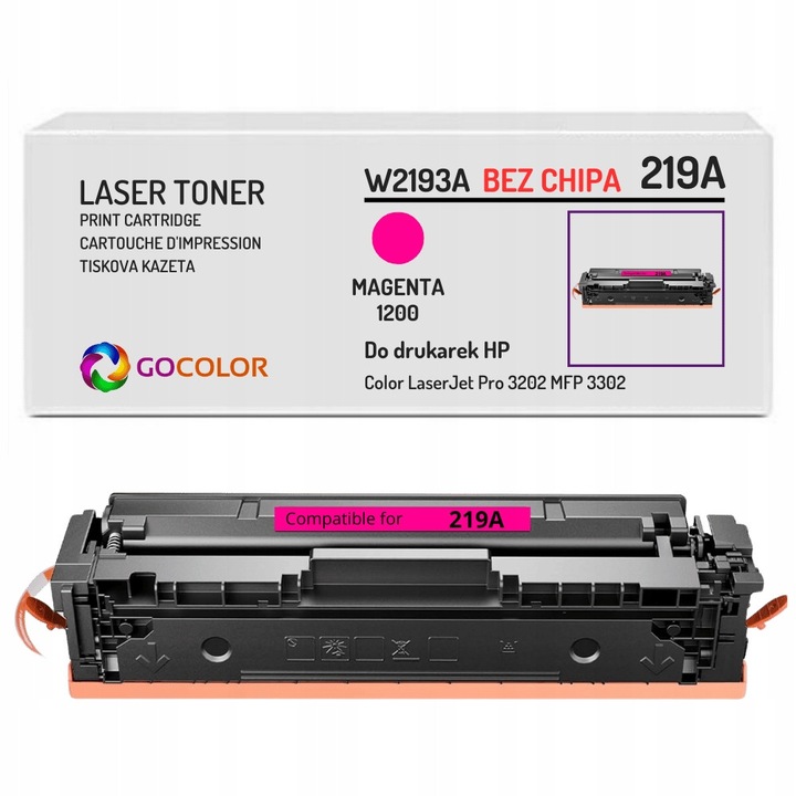 Тонер Gocolor W2193A 219A магента за лазерни принтери, 1200 страници, без чип