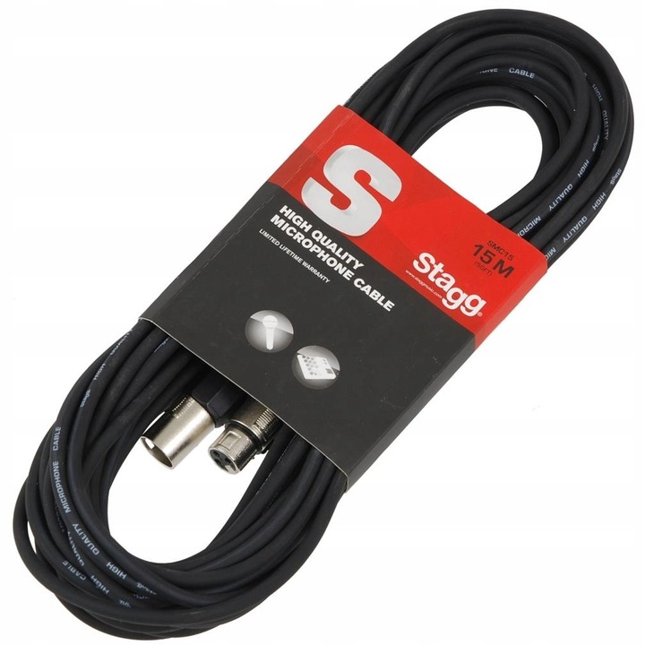 Stagg XLR-XLR mikrofonkábel 15m, fekete