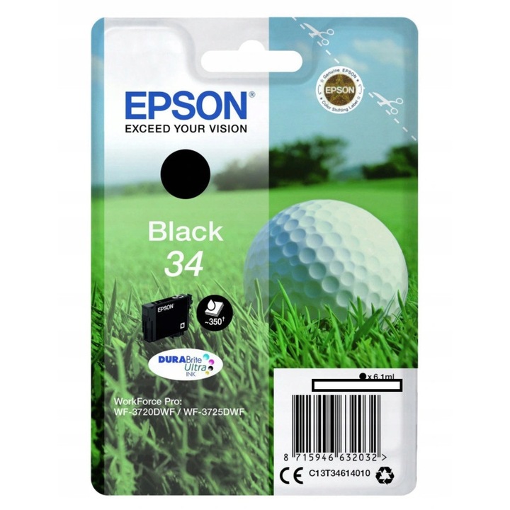 Epson 34 tintasugaras nyomtatópatron, fekete, 1 db, 6,1 ml