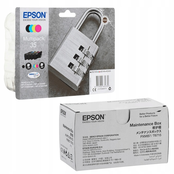 Epson 35 T3586 C13T35864010 tintapatron készlet (4 db) + karbantartó doboz C13T671500