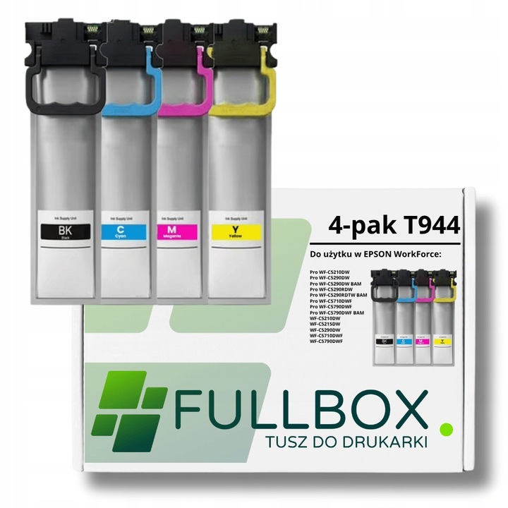 4 db Fullbox T944 nyomtatópatron készlet Epson WorkForce Pro WF-C5290 WF-C5790 WF-C5710 készülékhez