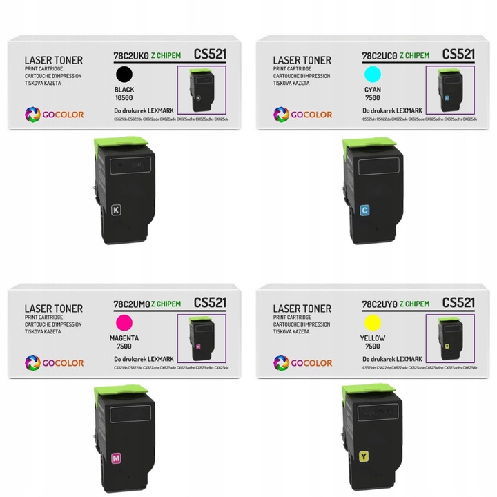 Комплект тонер Gocolor 4x 78C2U CS521 CMYK за лазерни принтери Lexmark CX625ade CX622ade
