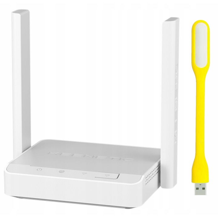 Router Wireless Keenetic Explorer 2nd Gen Mesh Wi-Fi 5 AC1200, 2,4GHz, 5GHz, 3 porturi Ethernet, 107x91x26mm, set cu lampa LED USB