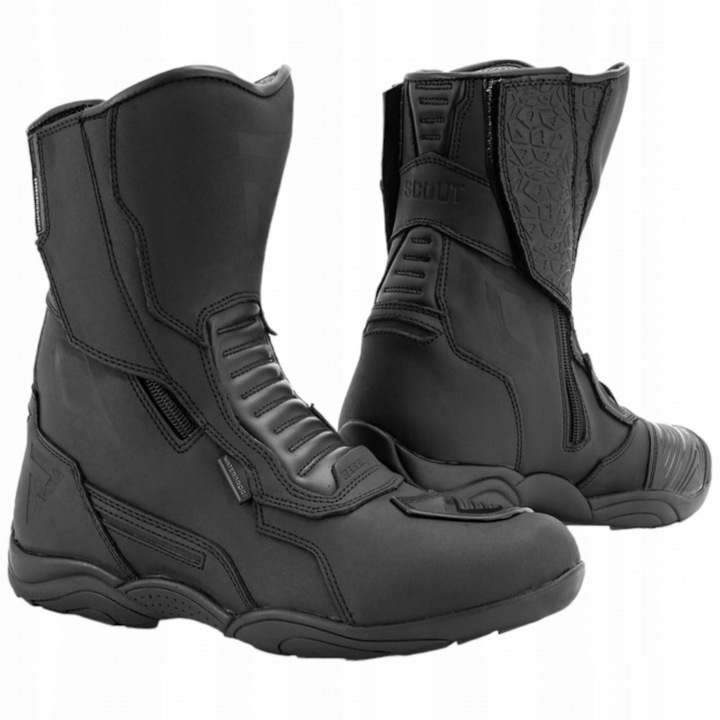 Buty motocyklowe turistica Rebelhorn Scout, 47, impermeabile, cu protectii SAS-TEC, negru