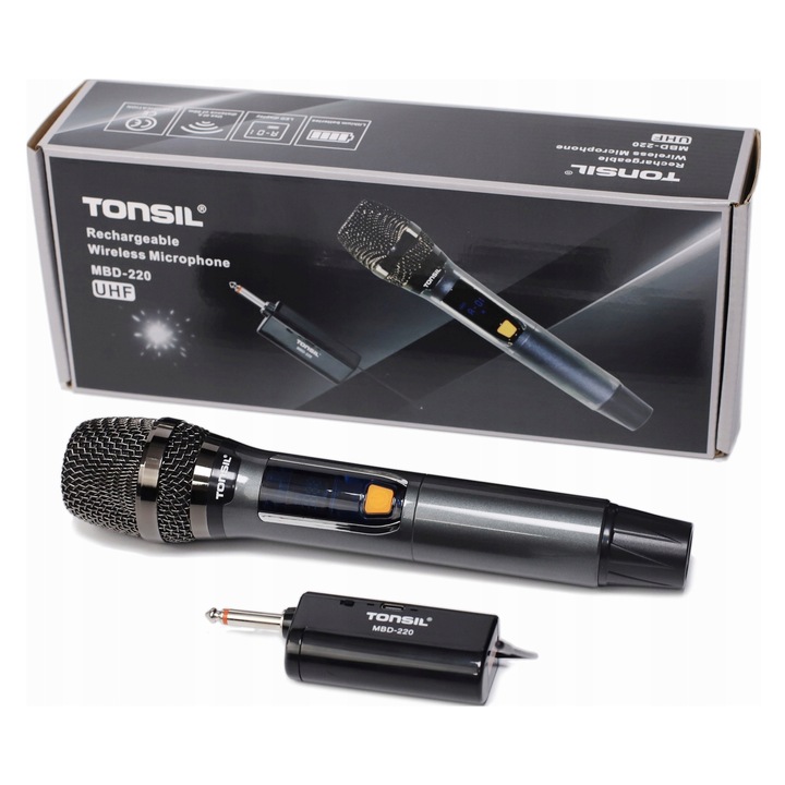 Microfon fara fir, Tonsil MBD 220, negru, 80m, 200 frecvente