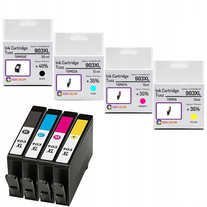 Set 4 Cartuse Gocolor 903XL CMYK pentru imprimante HP OfficeJet Pro 6950 6960 6968 6978