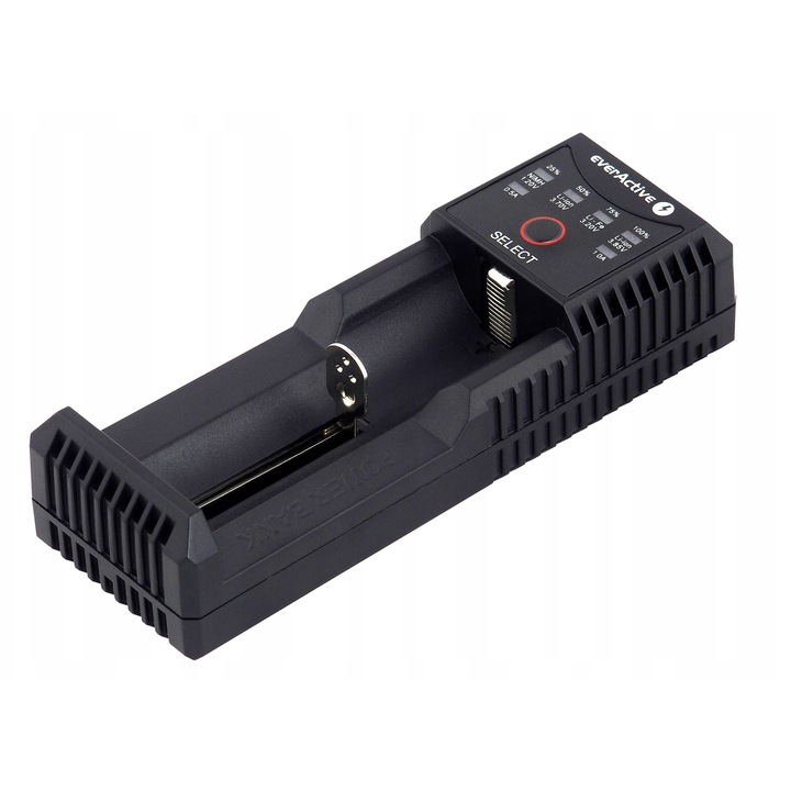 Incarcator universal everActive UC-100C pentru acumulatori Li-ion si Ni-MH, functie Power Bank, 500mA/1000mA, USB-C, negru