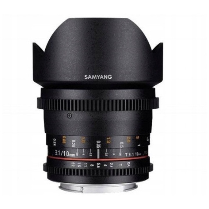 Обектив за видеозаснемане Samyang 10mm T3.1 VDSLR ED AS NCS CS II, черен, за Nikon F, пълен комплект