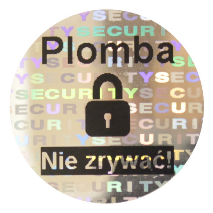 Самозалепващи етикети, Eplomby.pl, гаранционни пломби, холограма, 30 мм, комплект 250 бр