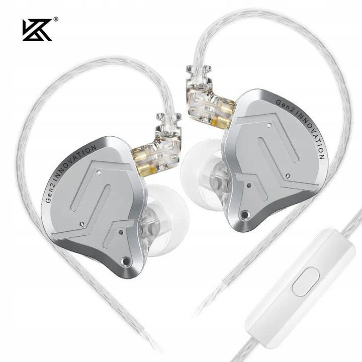 Casti in-ear KZ ZSN Pro 2 alb, hibrid, cu microfon, 10mm, 120cm