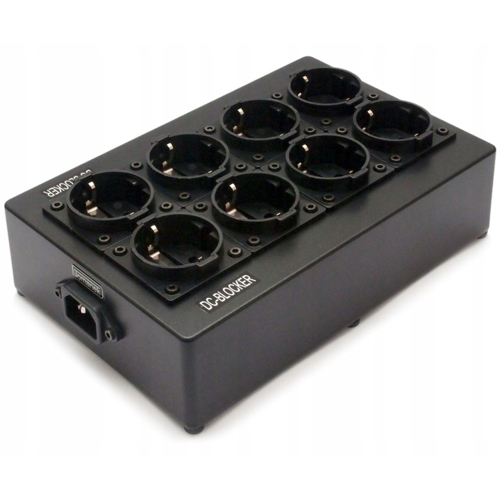 Разклонител Tomanek TAP8, 8 контакта Schuko, 6 филтъра Schaffner, 2 DC Blocker, черен, 220x145x50mm