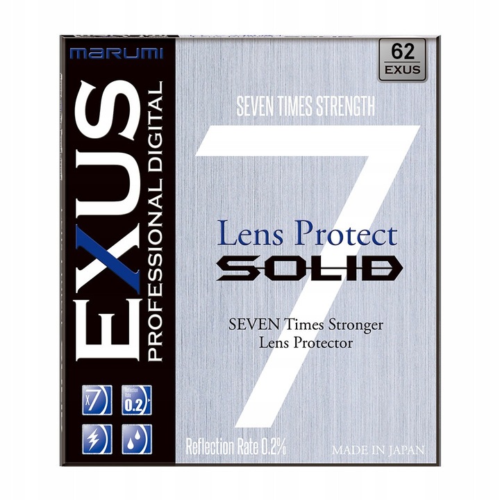 Filtru protectiv Marumi EXUS Solid, 62mm, 7x mai rezistent, antistatic, slim