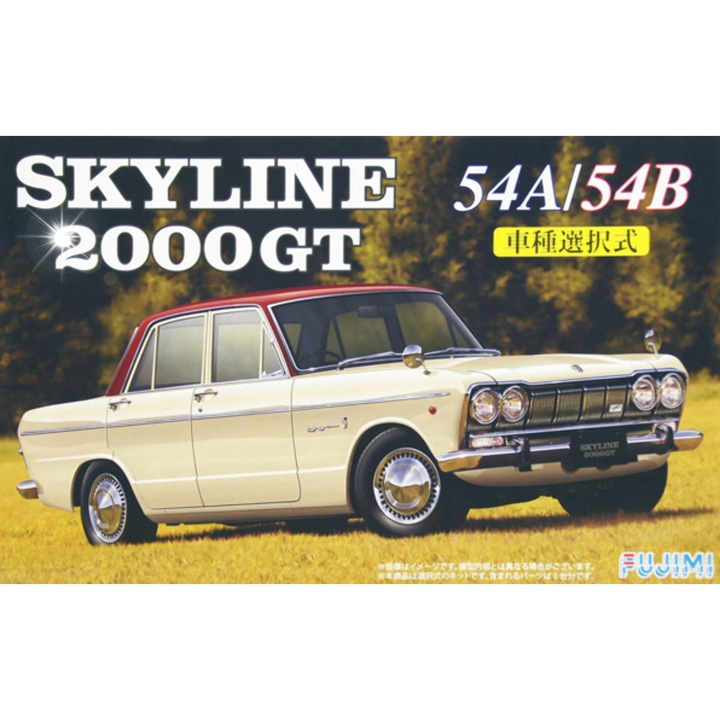 Fujimi Nissan Skyline 2000GT 54A/54B műanyag modellkészlet, 1:24, precíz részletek, ragasztó és festék nélkül