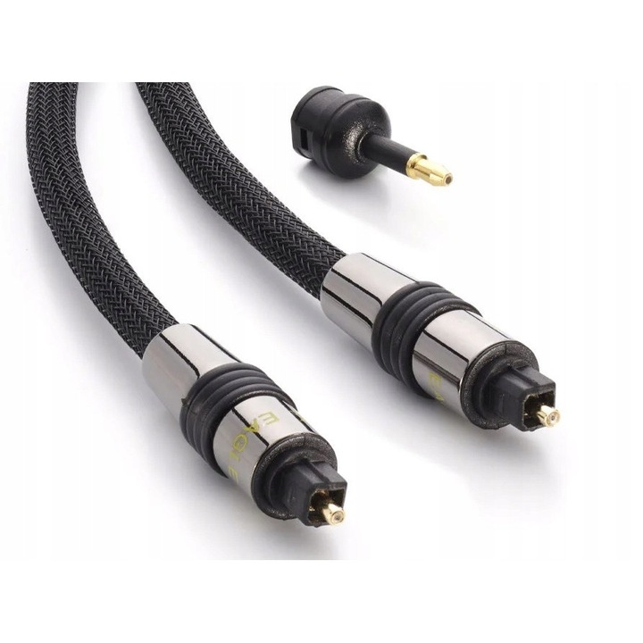 Cabluri optice, Eagle, Deluxe II, 1,5m, negru, cu adaptor jack