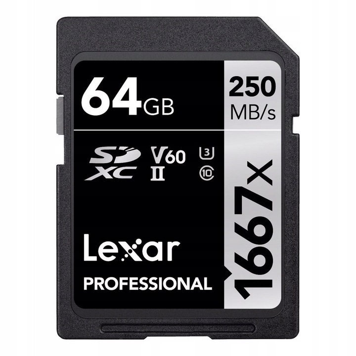 Karta de memorie Lexar 64GB SDXC UHS-II U3 V60, 250MB/s, 120MB/s