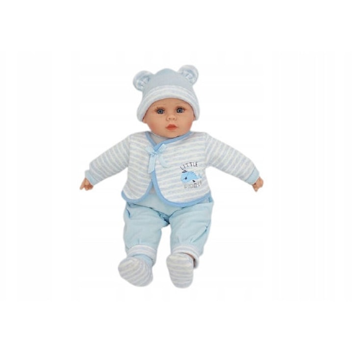 Lala interactiva Adar, 40 cm, cu sunete, set cu patut si lenjerie, multicolor