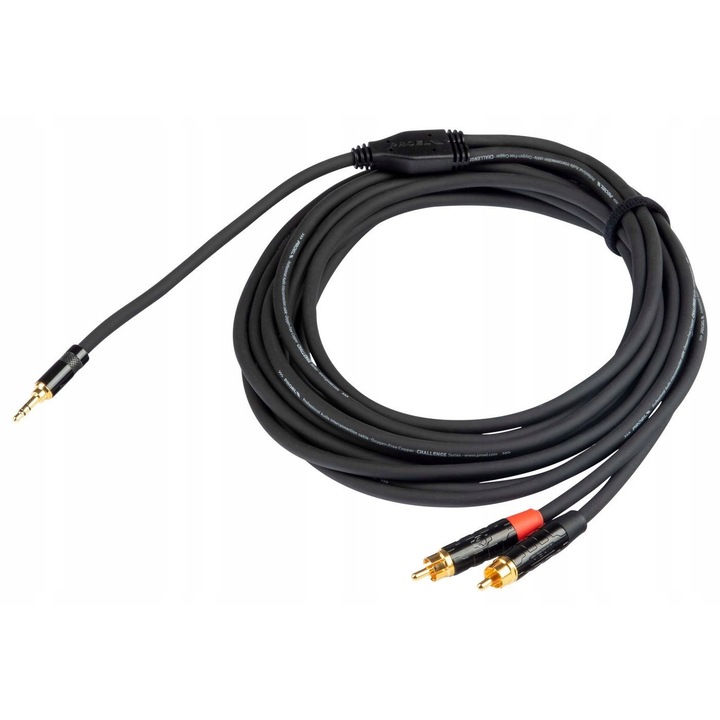 Proel audiokábelek, Y Jack sztereó 3,5 mm - 2x RCA, 3 m, fekete