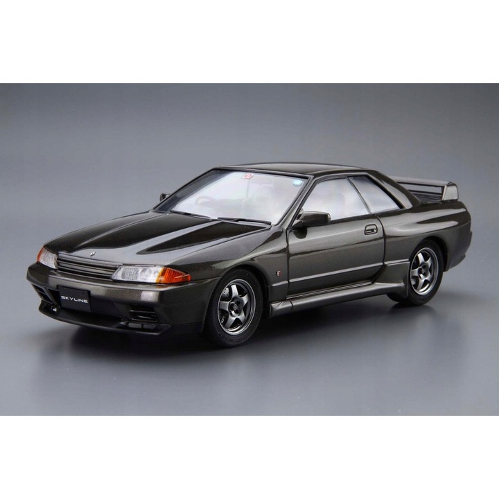 Nissan BNR32 Skyline GT-R 1989 autómodell, Aoshima, 1:24, összeszerelési készlet, műanyag, festékek és ragasztó nélkül