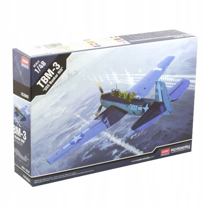 Építőmodell, Academy, TBM-3 (USS Bunker Hill), 1:48, komplett készlet