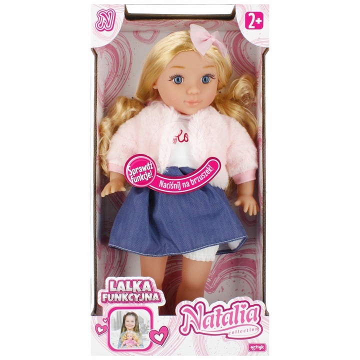 Set papusi Natalia 36 cm, ARTYK, functionala, vorbeste in limba romana, 0.25 kg