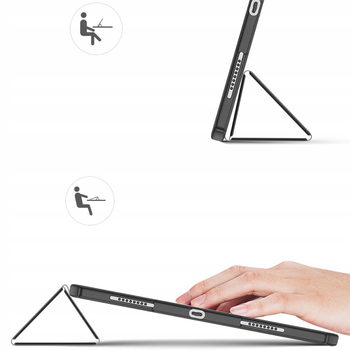 Husa pentru iPad Pro 13 (2024) Dux Ducis Toby HAGQQM0MBQNOHH, PU/PC/TPU, suport tip stand si loc pentru Apple Pencil, auto wake, negru