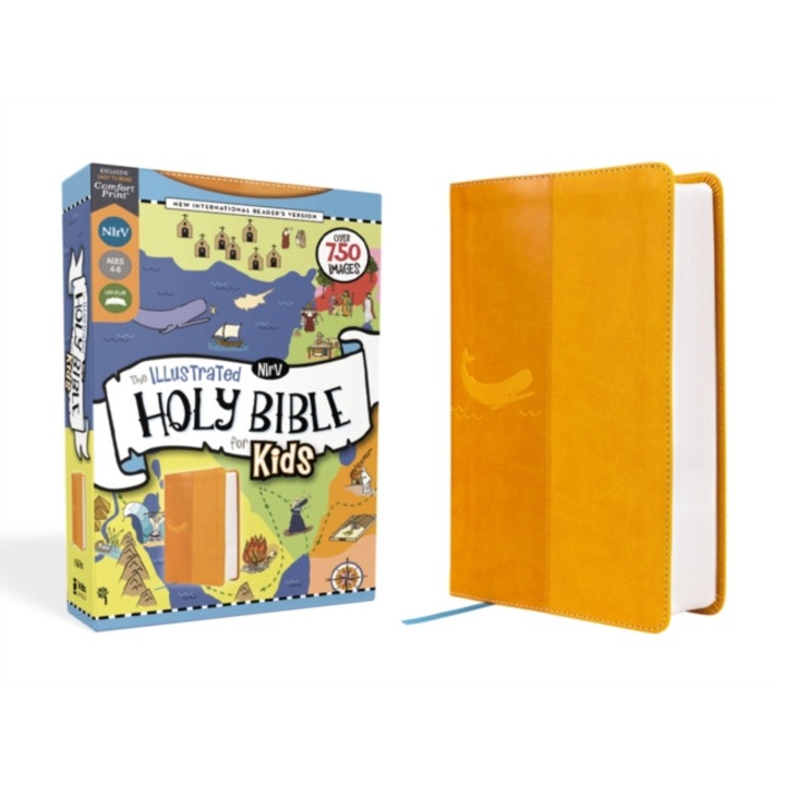 Nirv, The Illustrated Holy Bible For Kids, Leathersoft, Yellow, Full Color, Comfort Print: Over 750 Images - Zondervan