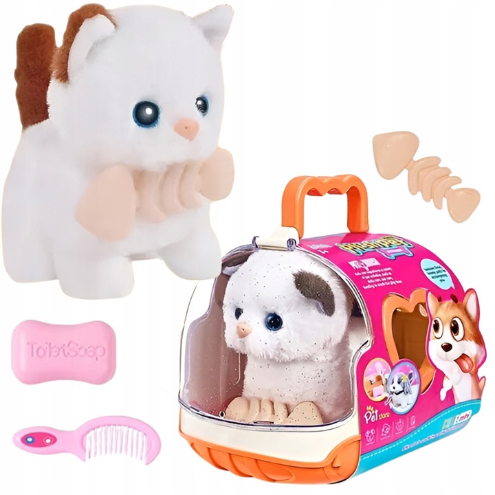Pisica interactiva cu sunete si miscari, set cu accesorii, 3 ani+