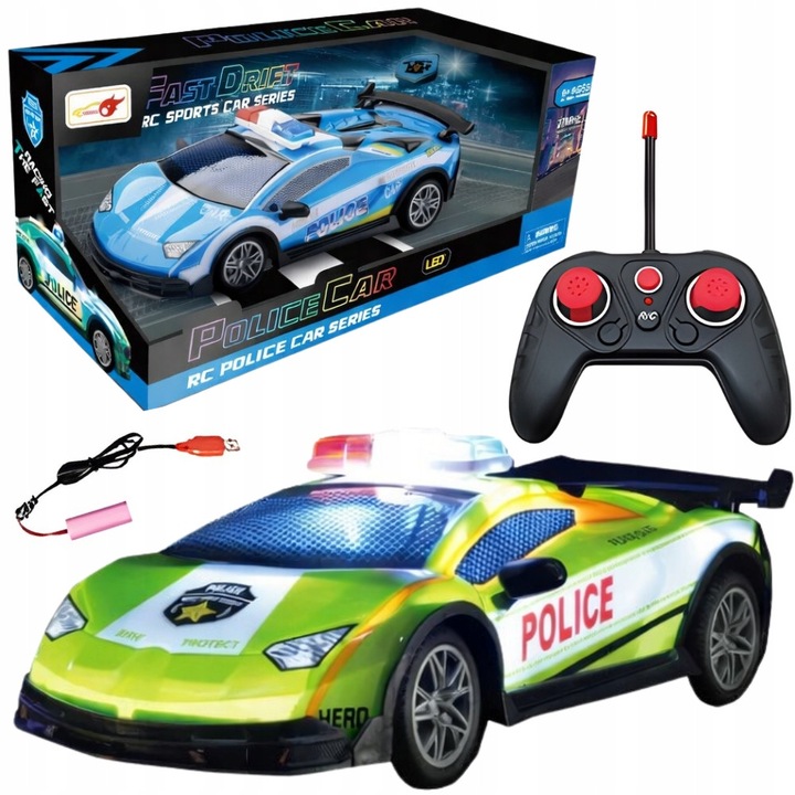 Masinuta radio controlata, set, politie, USB