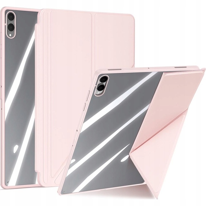 Etui Dux Ducis pentru Samsung Galaxy Tab S11 Ultra, roz transparent, TPU, PU, PC, 14.6"