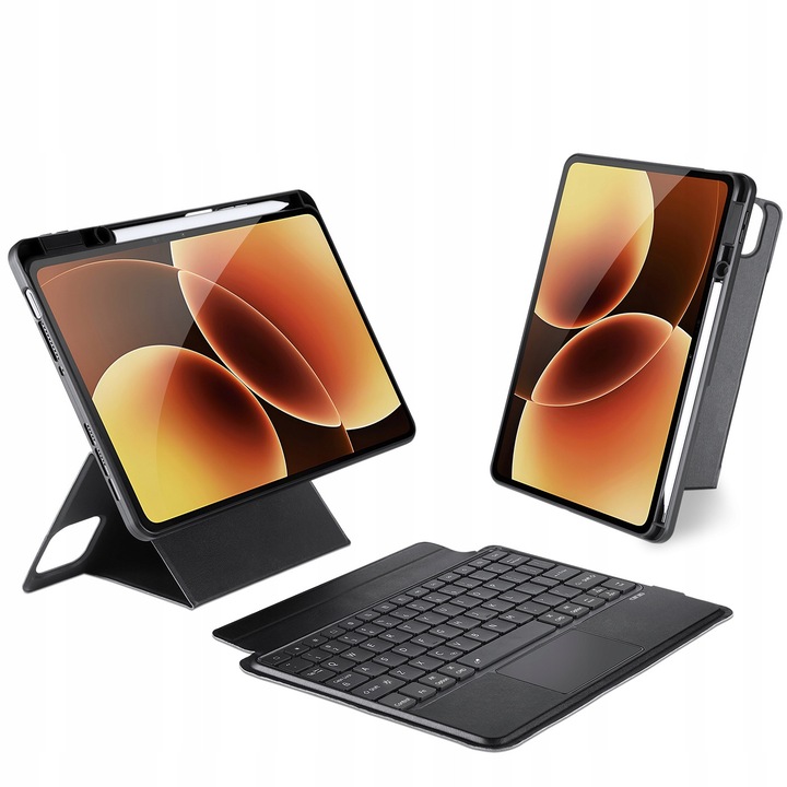 Husa cu tastatura Dux Ducis pentru Xiaomi Pad 8 / 8 Pro / 7 / 7 Pro, neagra, 2 in 1, QWERTY US, USB-C