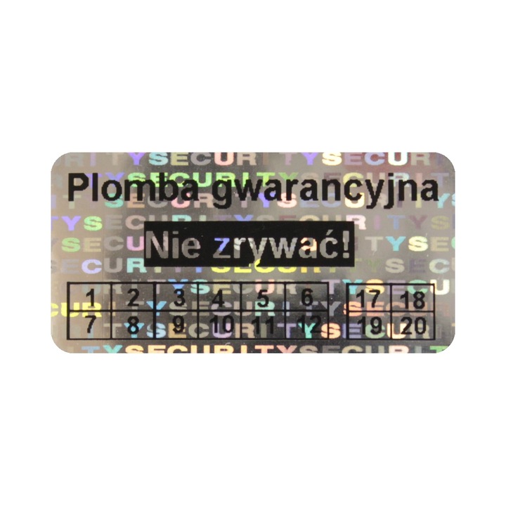 Самозалепващи етикети, Eplomby.pl, гаранционни пломби, холограма, 30x15см, комплект 250 бр