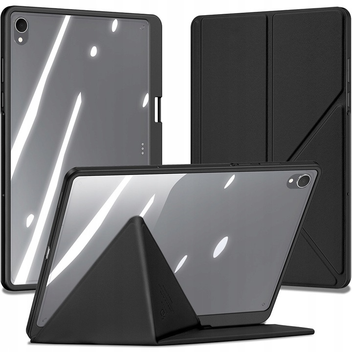 Etui Dux Ducis pentru Samsung Galaxy Tab S11, negru, TPU, PU, PC, cu functie stand, protectie 360, loc pentru rysik