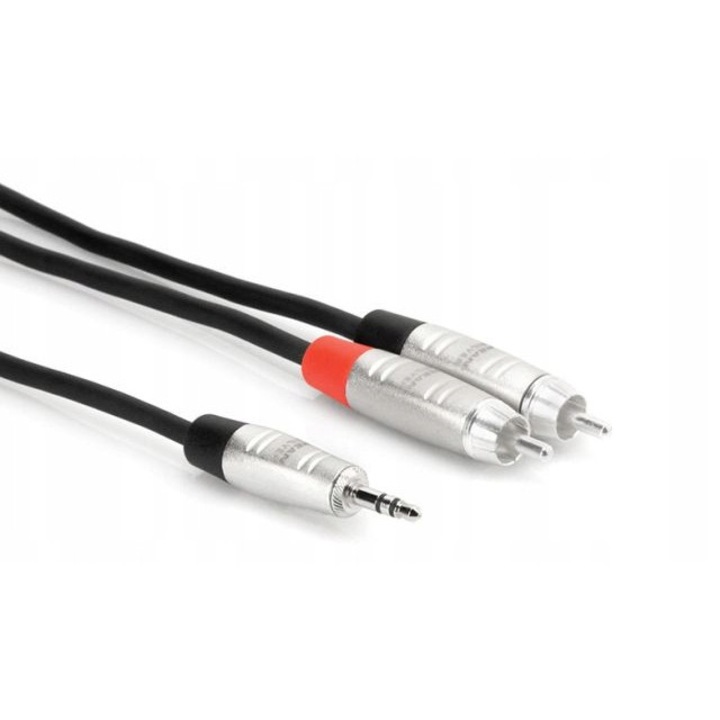 Hosa PRO TRS 3.5mm - 2 x RCA audio kábel, 3m, fekete, árnyékolt