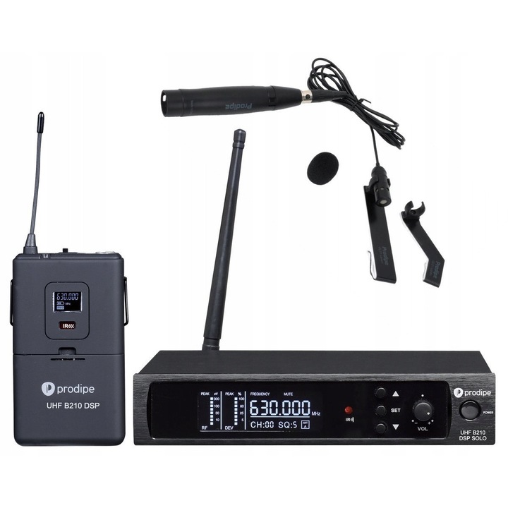 Sistem microfon fara fir Prodipe UHF DSP GL21, set, pentru chitara acustica si ukulele, 630-680MHz, 60m